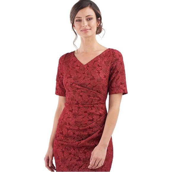 JS Collections Women's Gianna Knee Length Dress In Red‎ Size 4 Wedding Cocktail - Picture 3 of 10